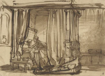 Dormitorio con Saskia en la cama, c.1638